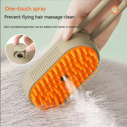 3-in-1 Electric Pet Grooming Comb – Hair Removal, Steam Spray & Massage Brush for Cats and Dogs
