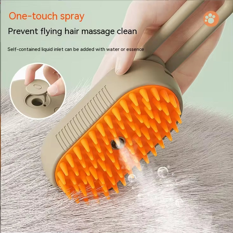 3-in-1 Electric Pet Grooming Comb – Hair Removal, Steam Spray & Massage Brush for Cats and Dogs